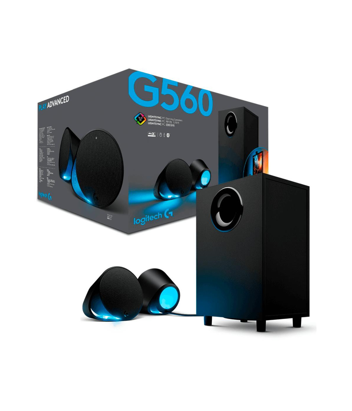 Parlantes Logitech G560 LIGHTSYNC 2.1 Bluetooth RGB Negro