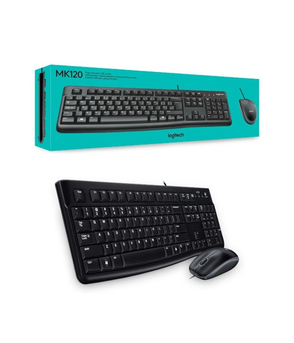Combo Teclado y Mouse Logitech MK120 Alámbrico USB Negro Español