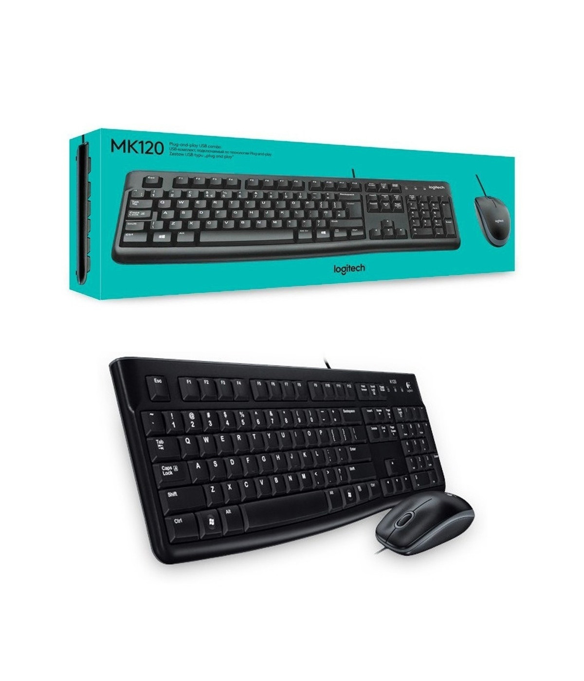 Combo Teclado y Mouse Logitech MK120 Alámbrico USB Negro Español