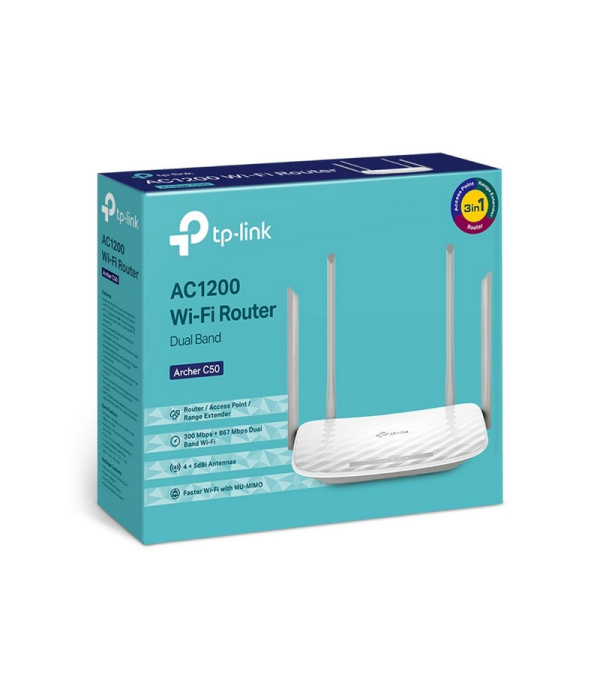 TPLINK | Archer C50 | Router TPLINK Inalámbrico doble banda AC